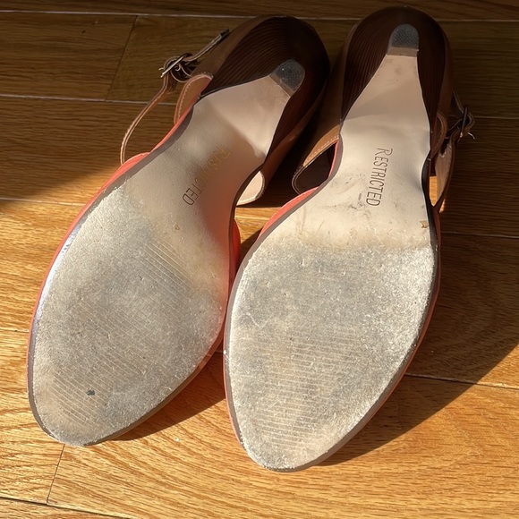 Mary Jane Orange and Brown Heels - Picture 5 of 7